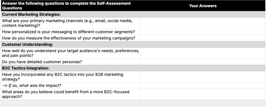 B2B Worksheet